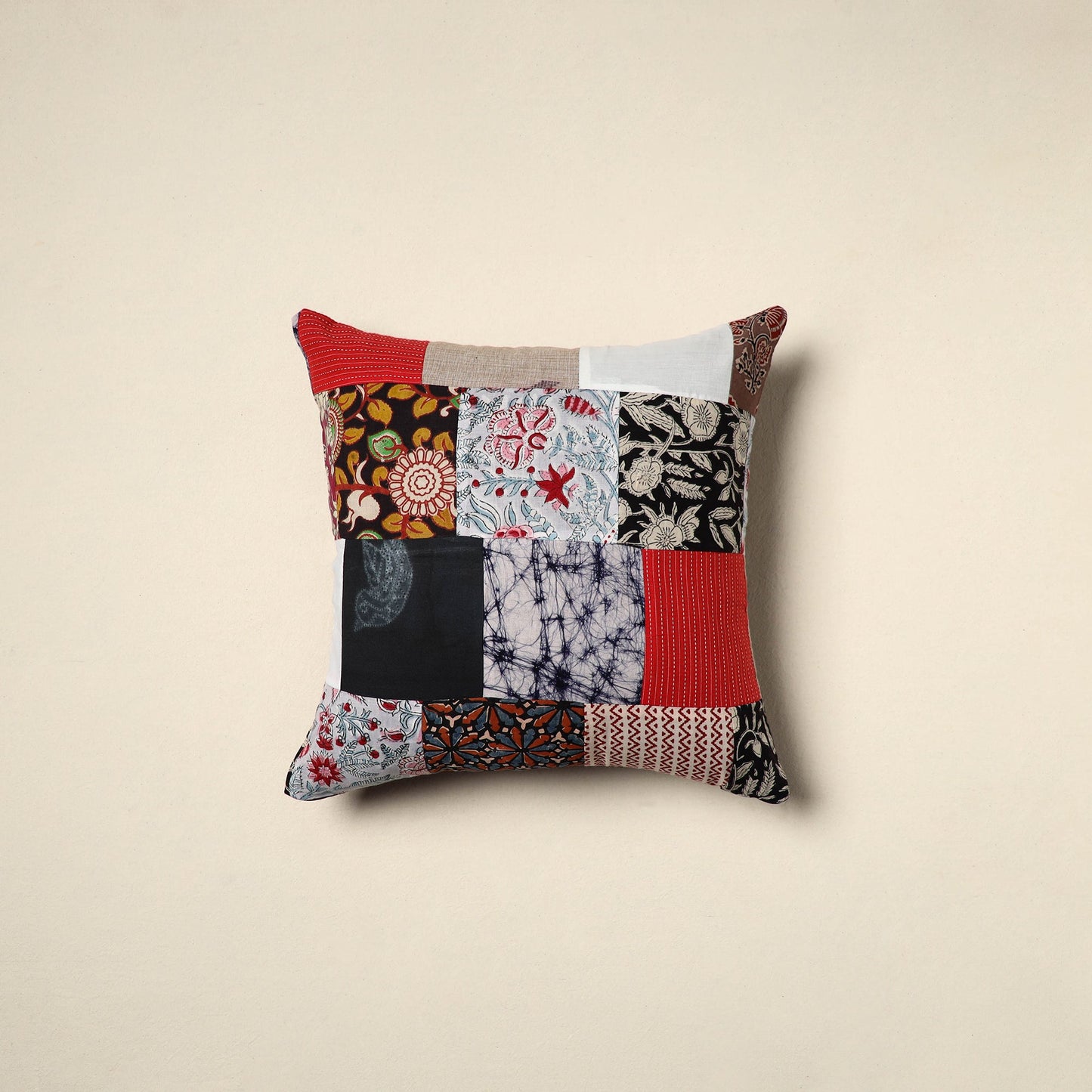 Multicolor - handcrafted cotton patchwork cushion cover 103