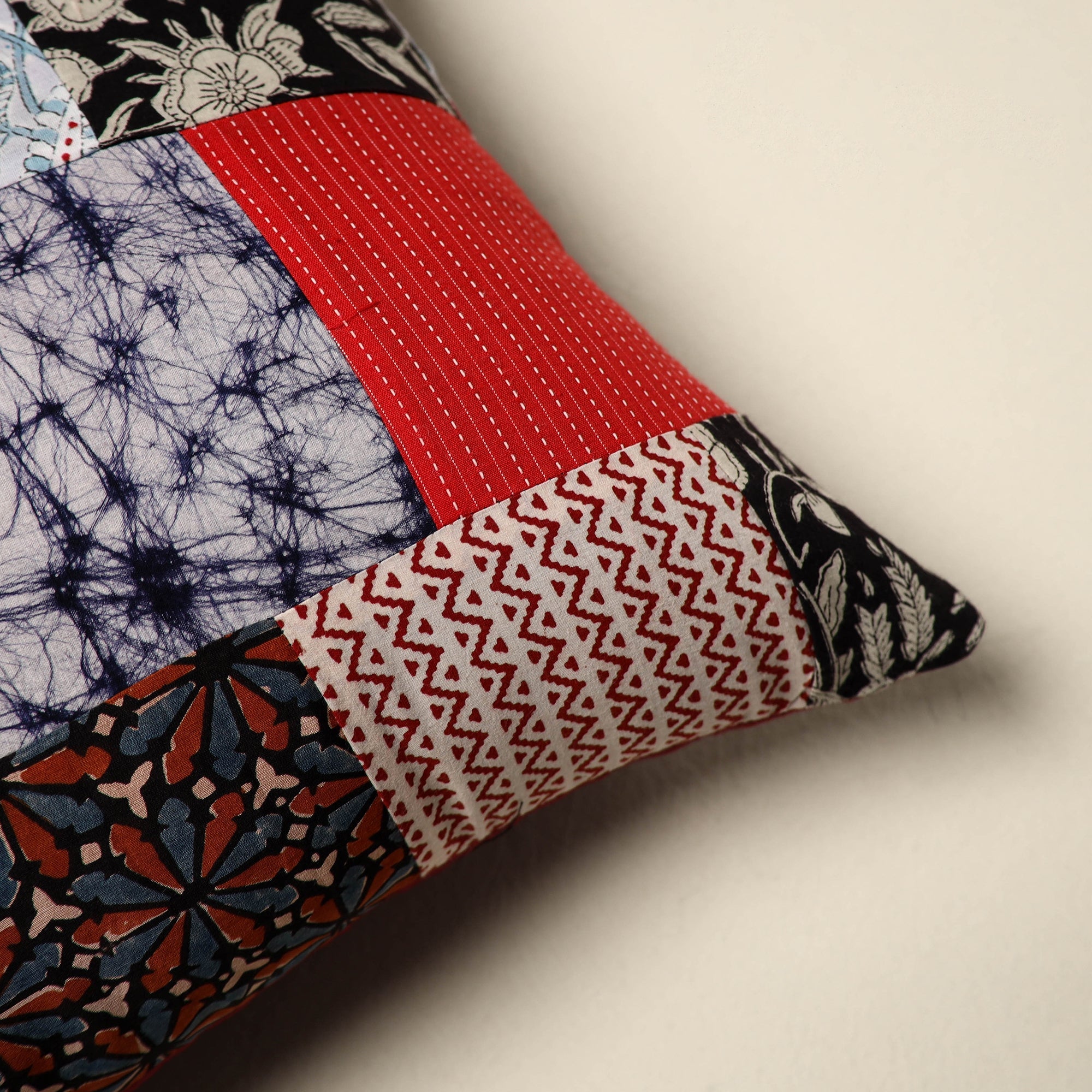 Multicolor - handcrafted cotton patchwork cushion cover 103