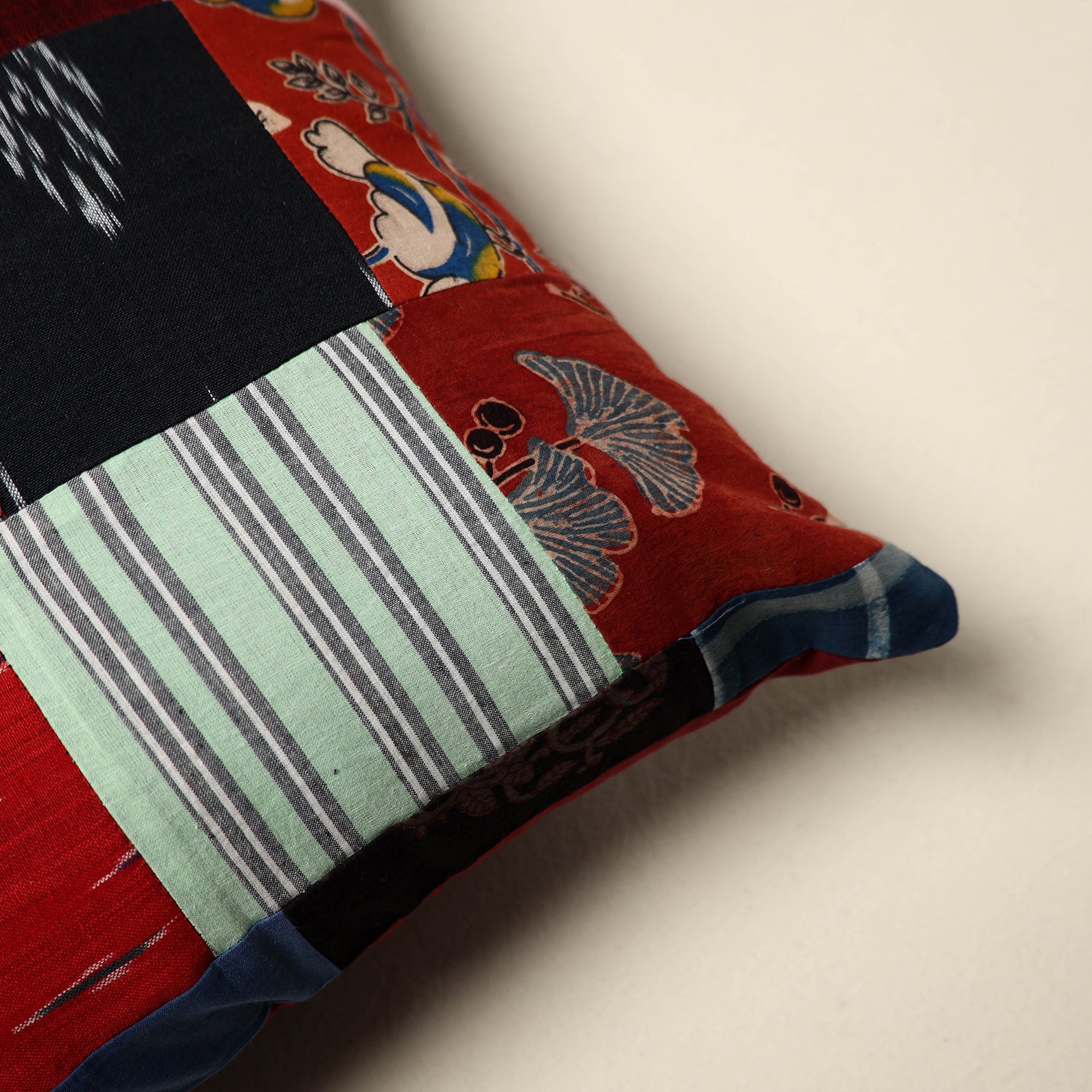 Multicolor - handcrafted cotton patchwork cushion cover 104