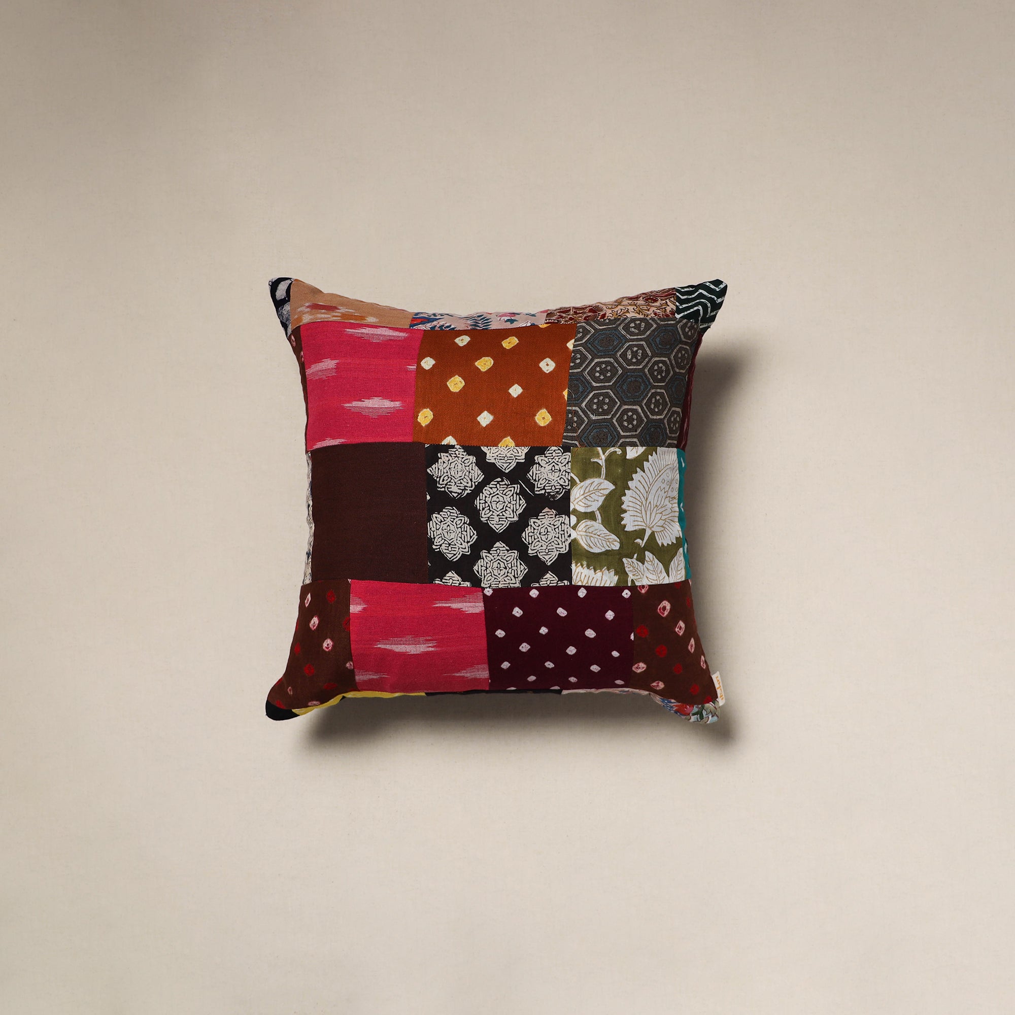 Handcrafted cotton patchwork cushion cover 105