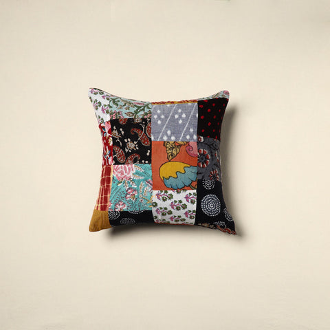 Multicolor Handcrafted Cotton Patchwork Cushion Cover