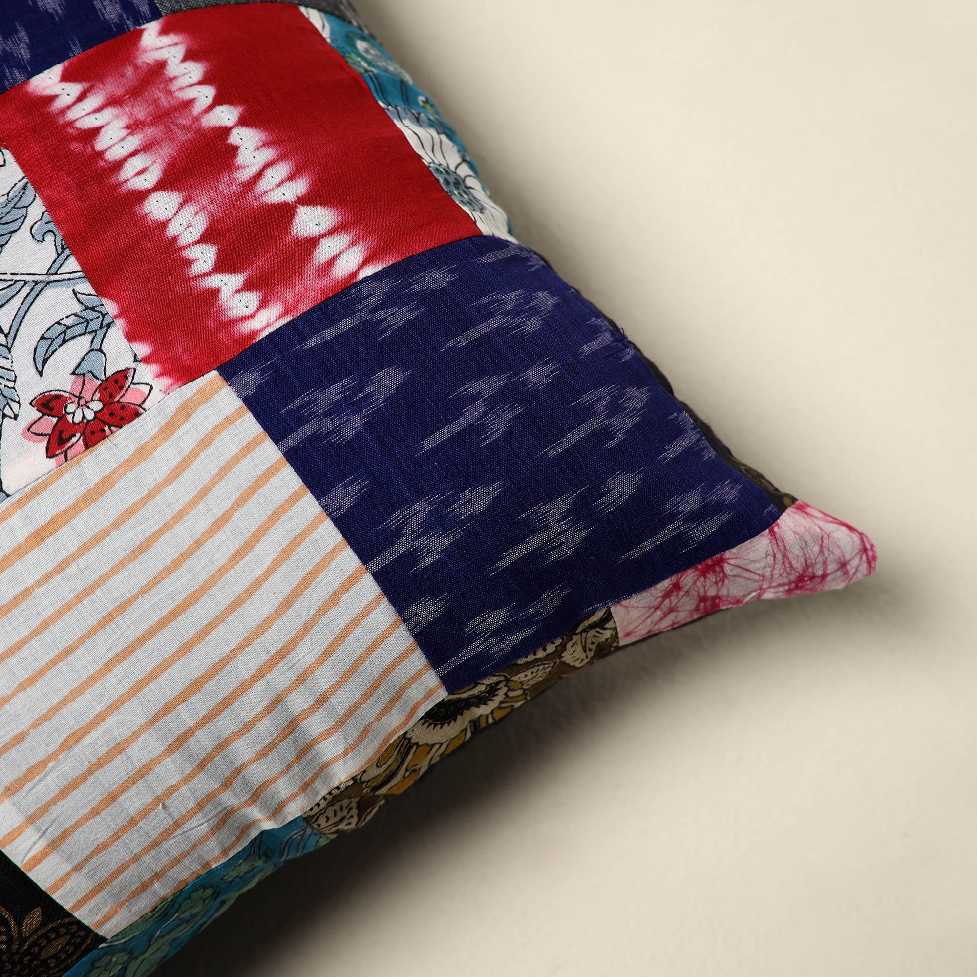 Multicolor - handcrafted cotton patchwork cushion cover 107