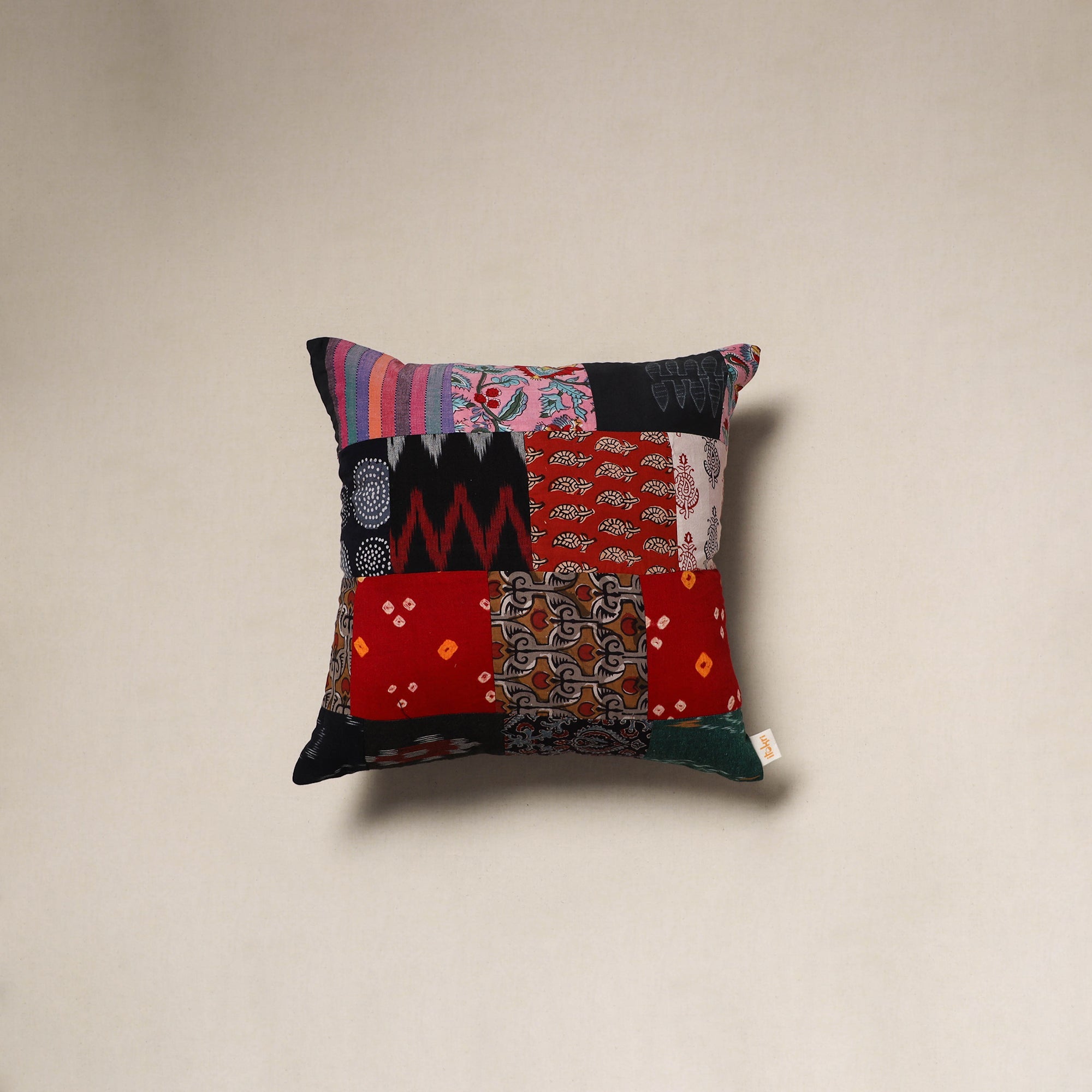 Handcrafted cotton patchwork cushion cover 107