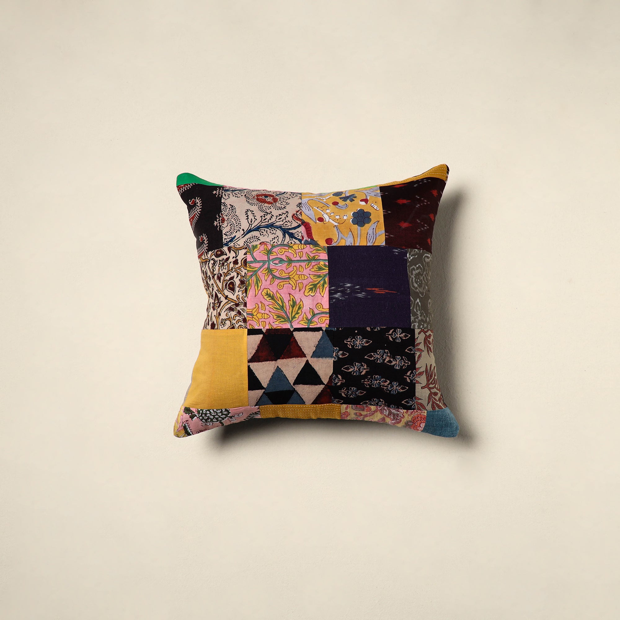 Multicolor - handcrafted cotton patchwork cushion cover 108