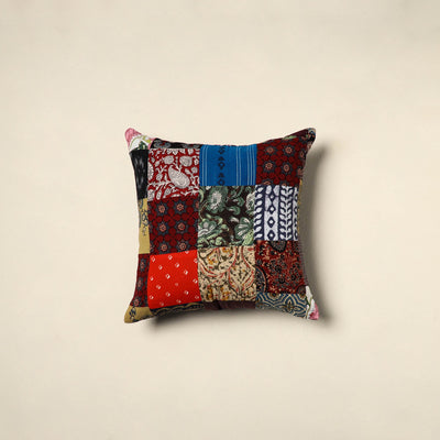Multicolor Handcrafted Cotton Patchwork Cushion Cover