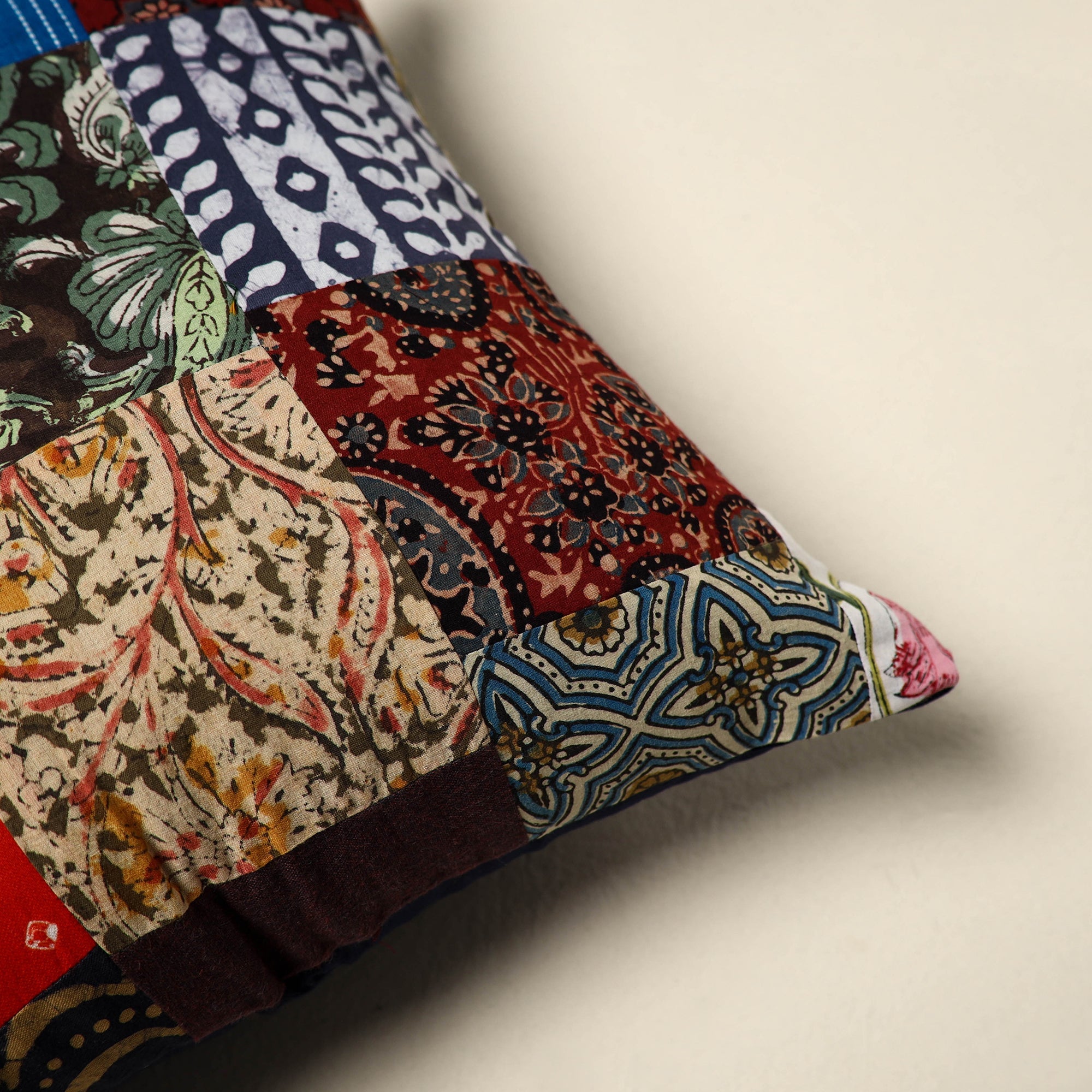 Multicolor Handcrafted Cotton Patchwork Cushion Cover