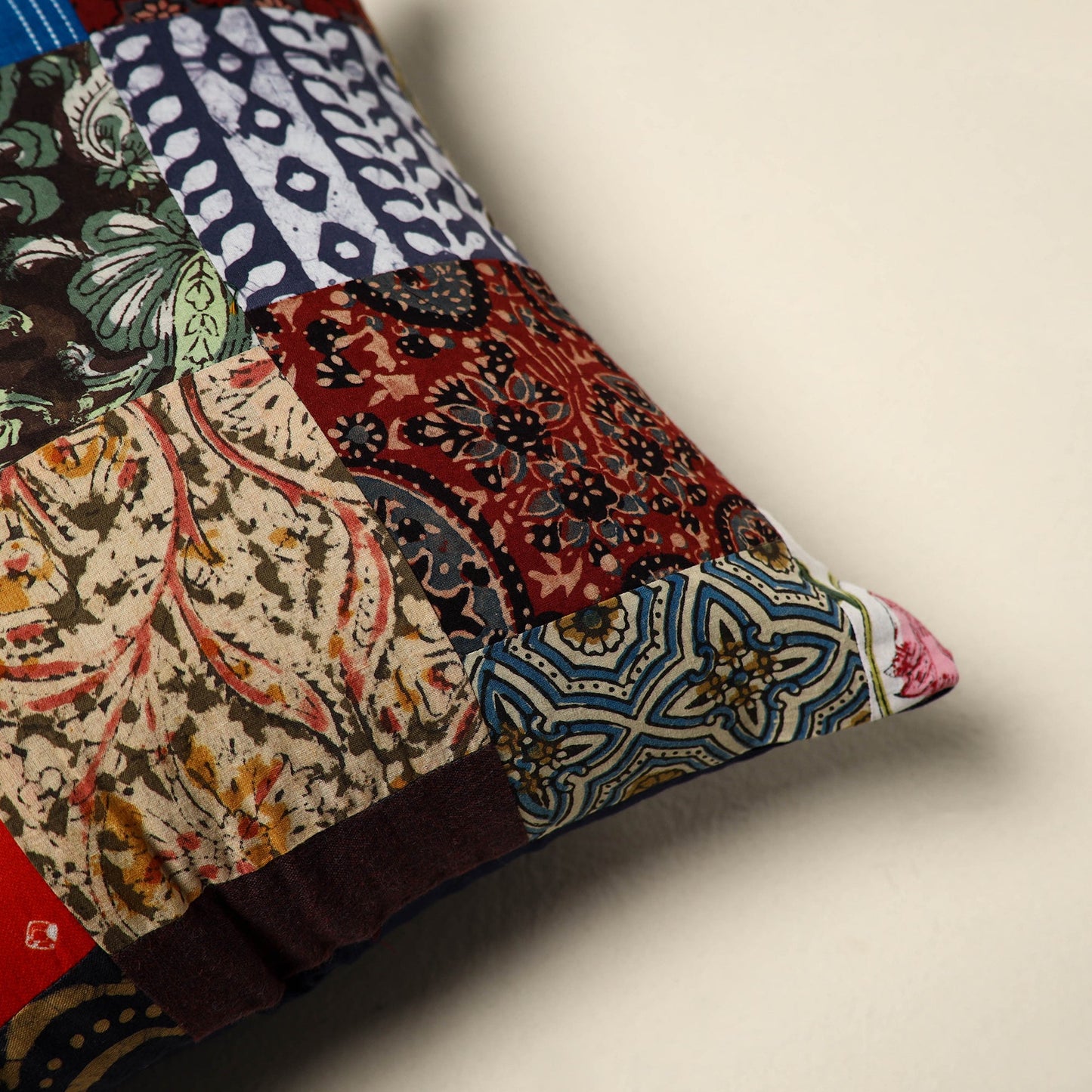 Multicolor Handcrafted Cotton Patchwork Cushion Cover