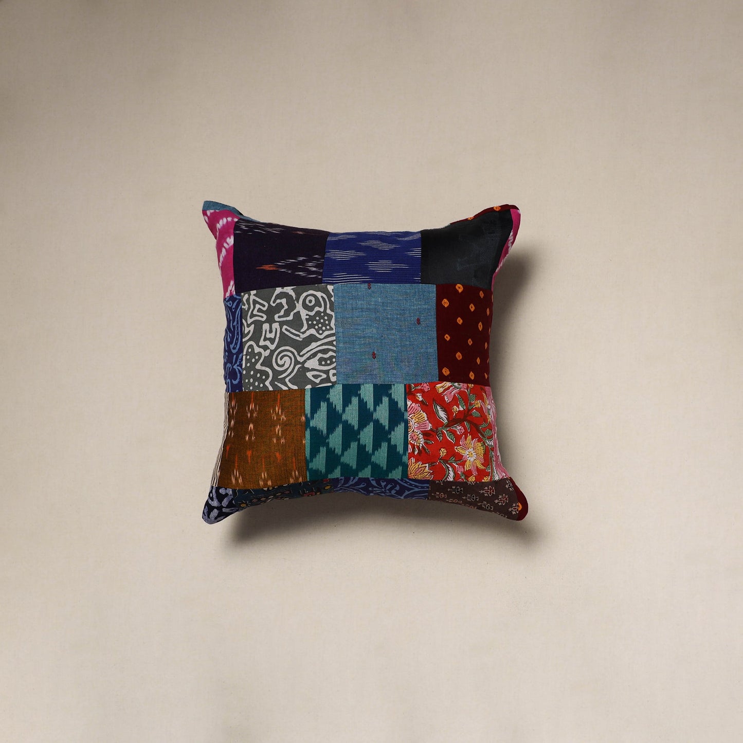 Handcrafted cotton patchwork cushion cover 109