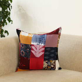 Multicolor - handcrafted cotton patchwork cushion cover 109