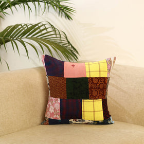 Buy Multicolor Handcrafted Cotton Patchwork Cushion Cover