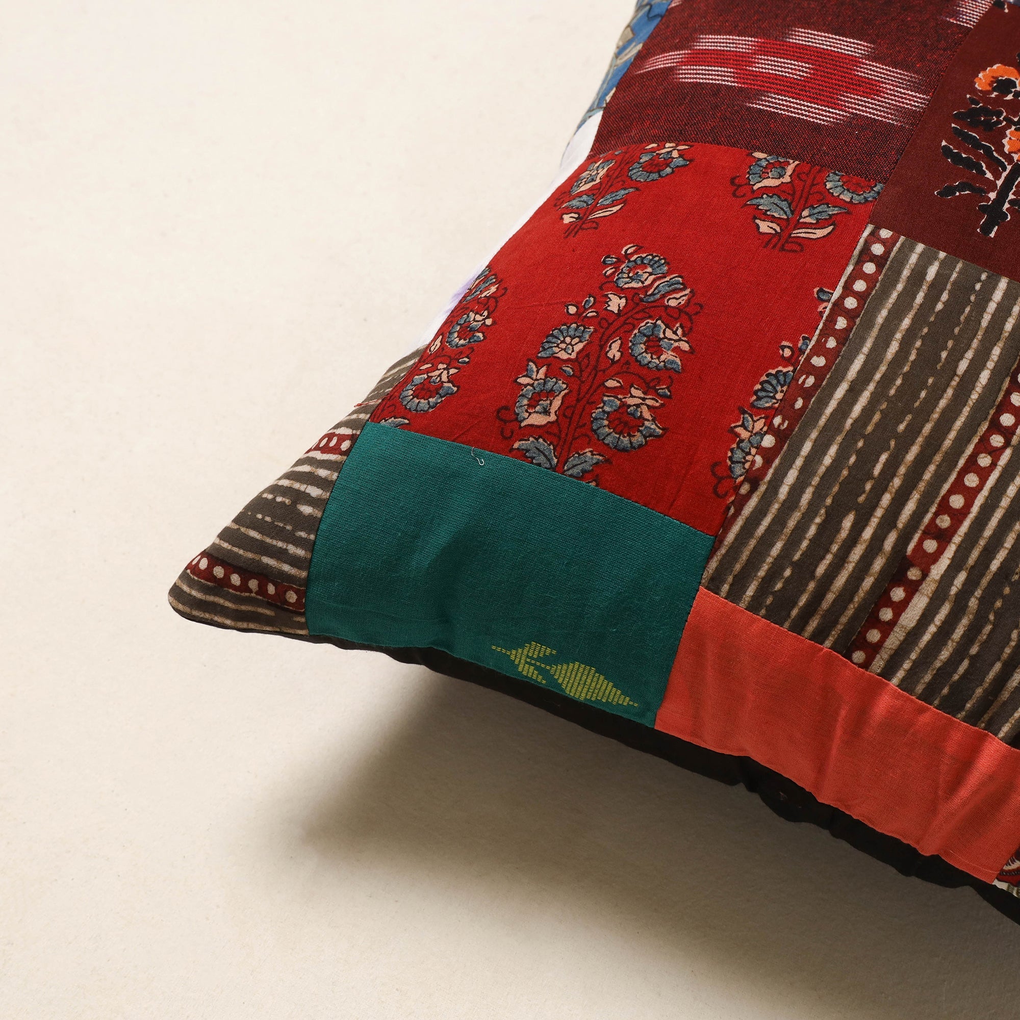 Multicolor - handcrafted cotton patchwork cushion cover 11