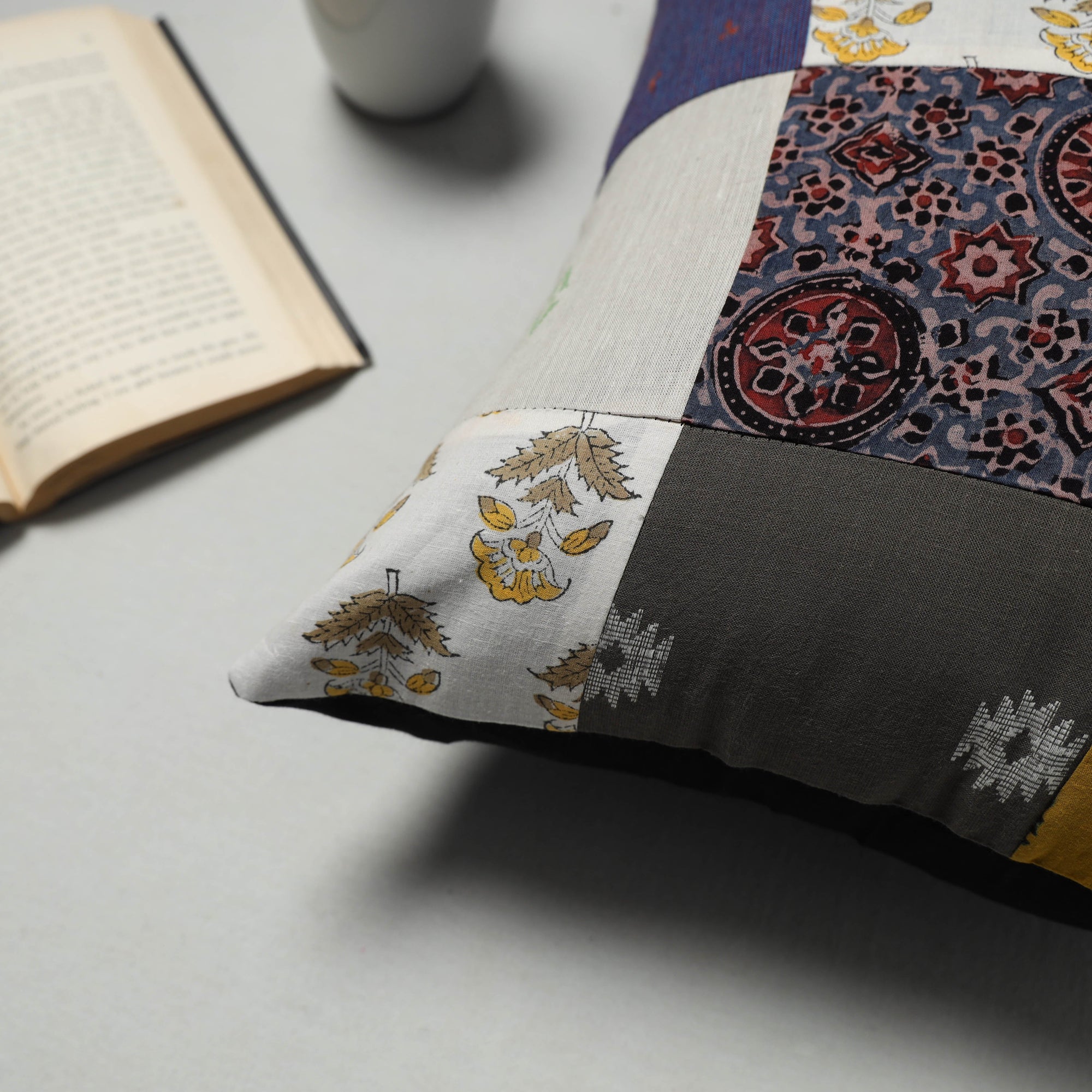 Buy Multicolor Handcrafted Cotton Patchwork Cushion Cover