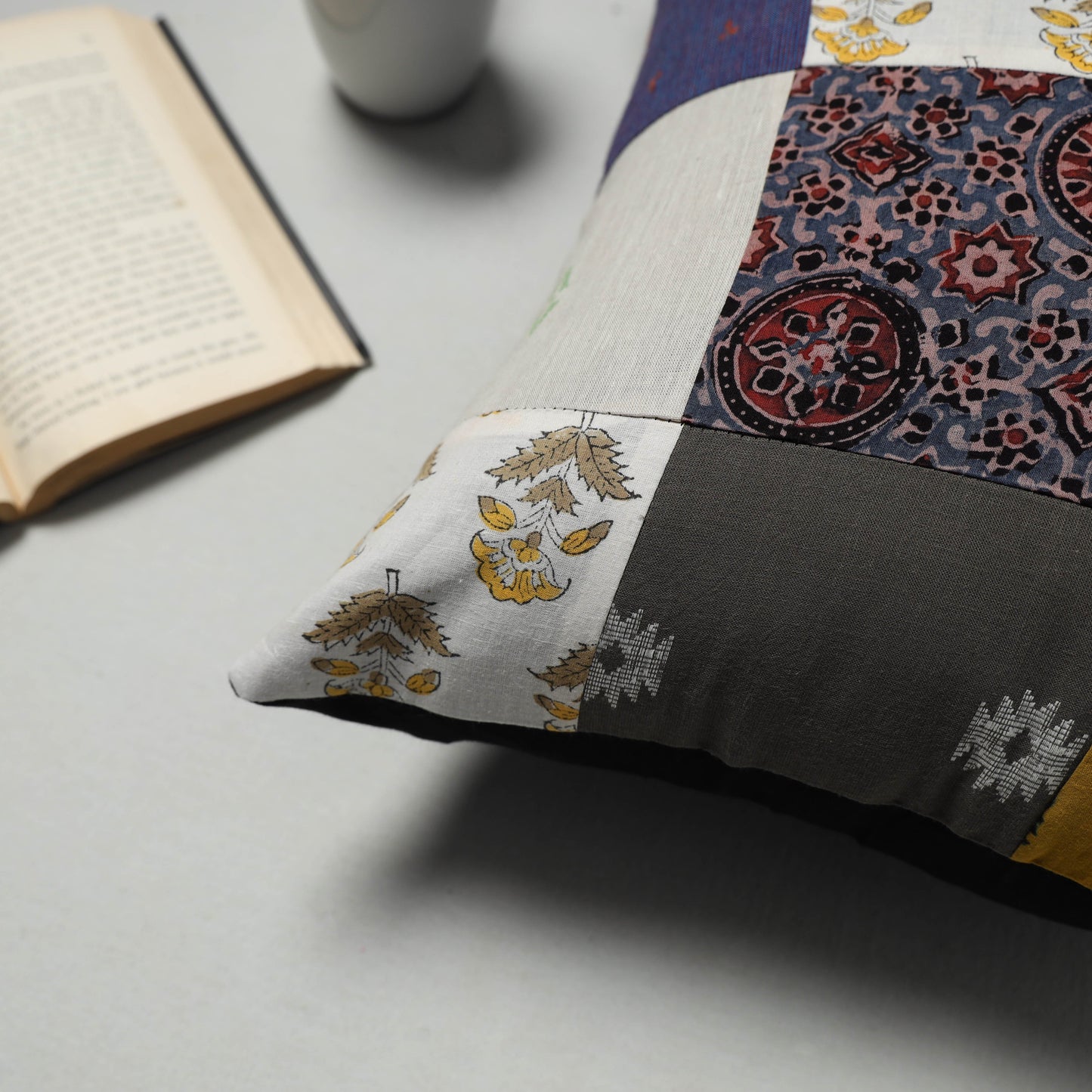 Buy Multicolor Handcrafted Cotton Patchwork Cushion Cover