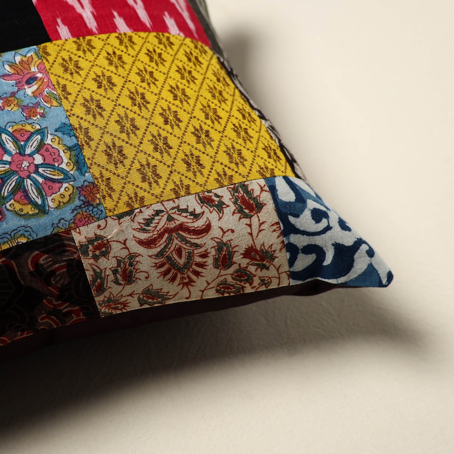 Multicolor - handcrafted cotton patchwork cushion cover 11