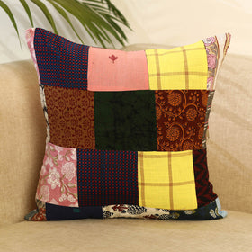 Buy Multicolor Handcrafted Cotton Patchwork Cushion Cover
