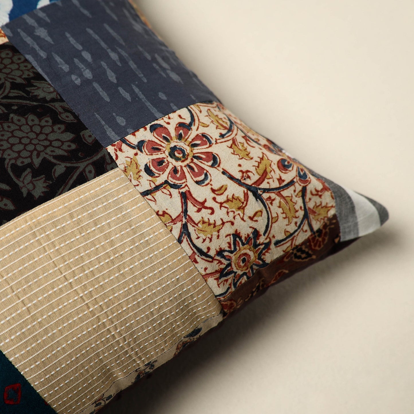 Multicolor Handcrafted Cotton Patchwork Cushion Cover