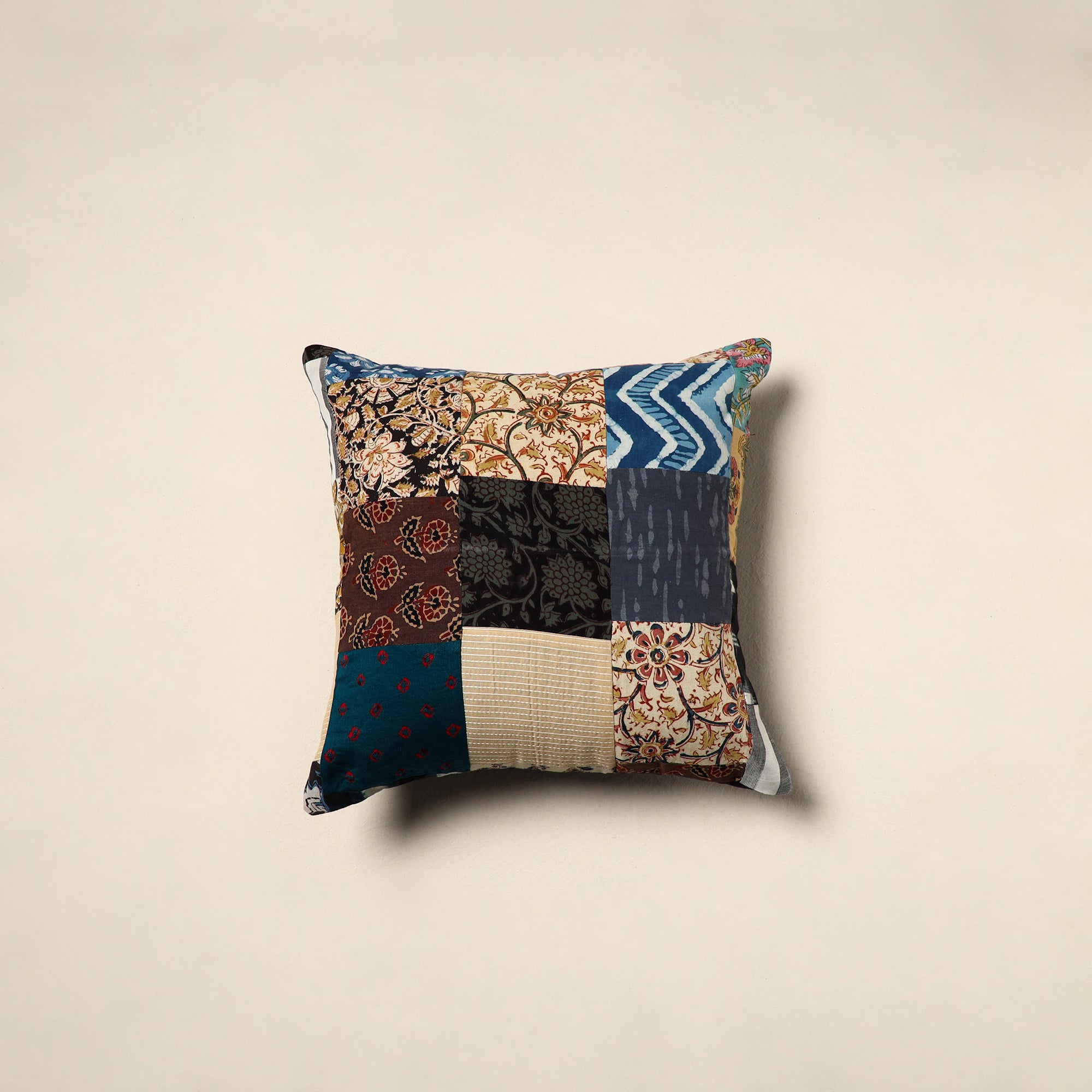 Multicolor Handcrafted Cotton Patchwork Cushion Cover