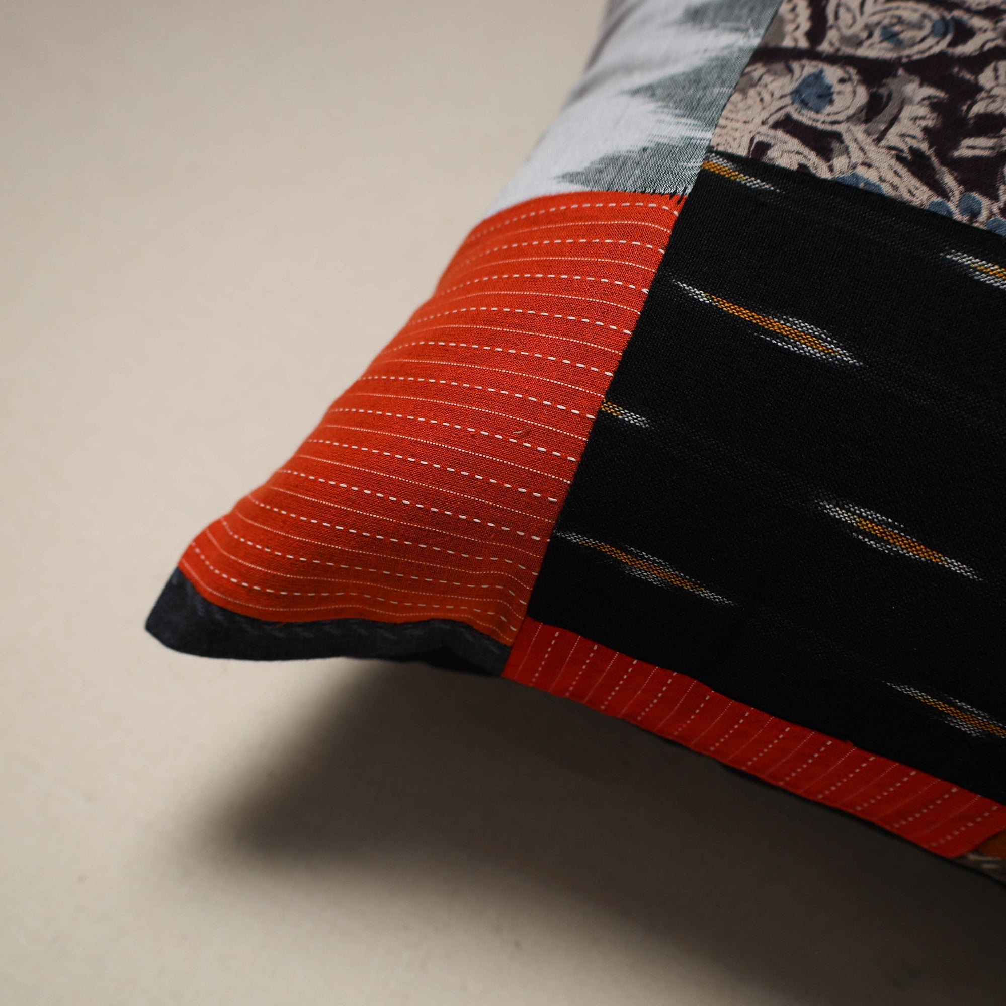 Handcrafted cotton patchwork cushion cover 113