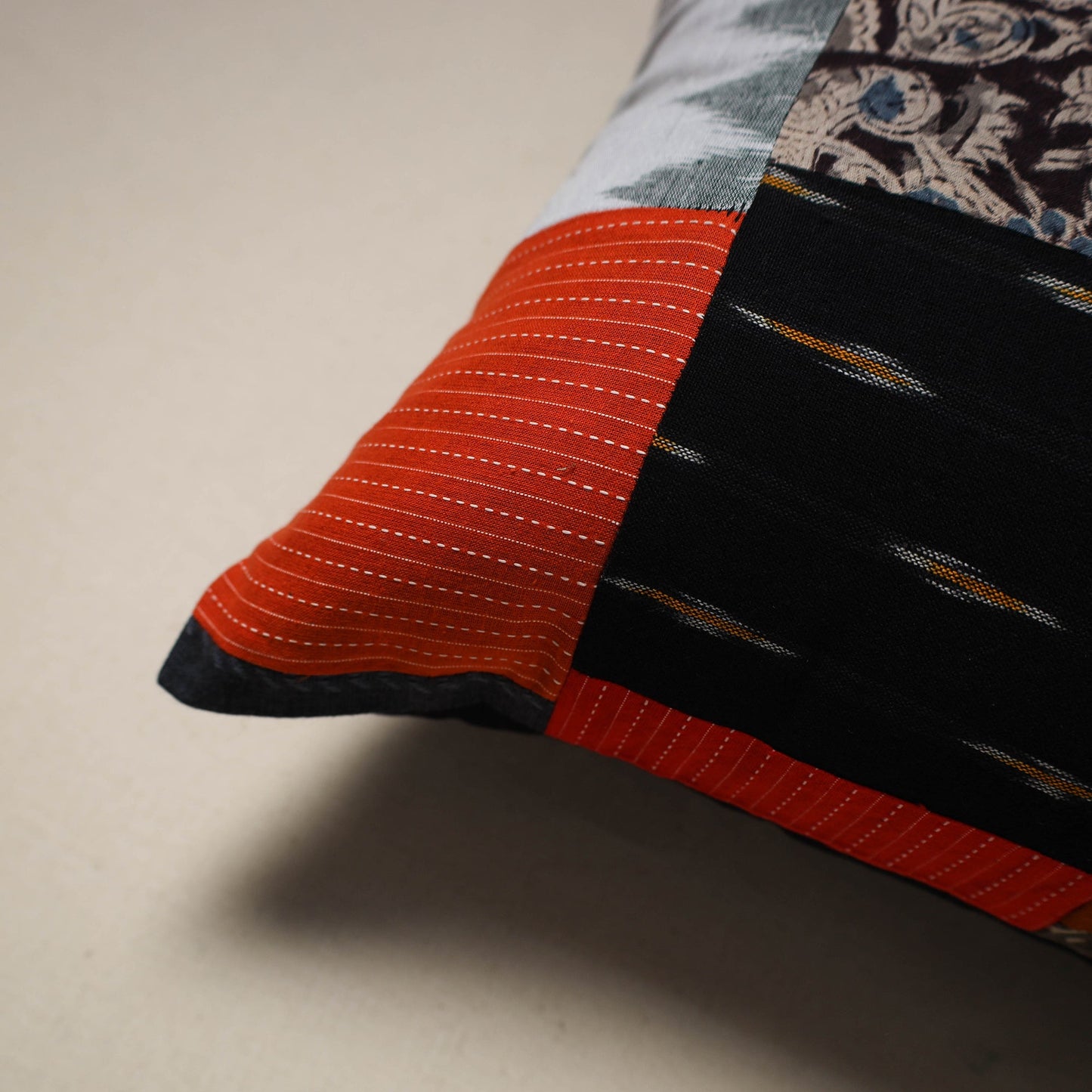 Handcrafted cotton patchwork cushion cover 113