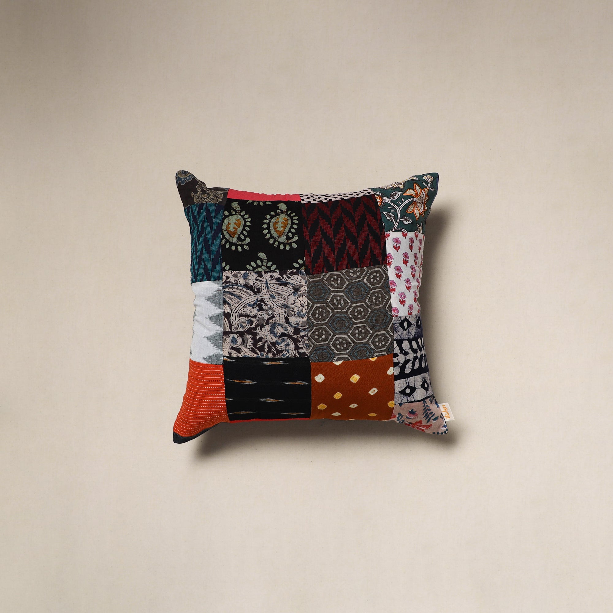 Handcrafted cotton patchwork cushion cover 113