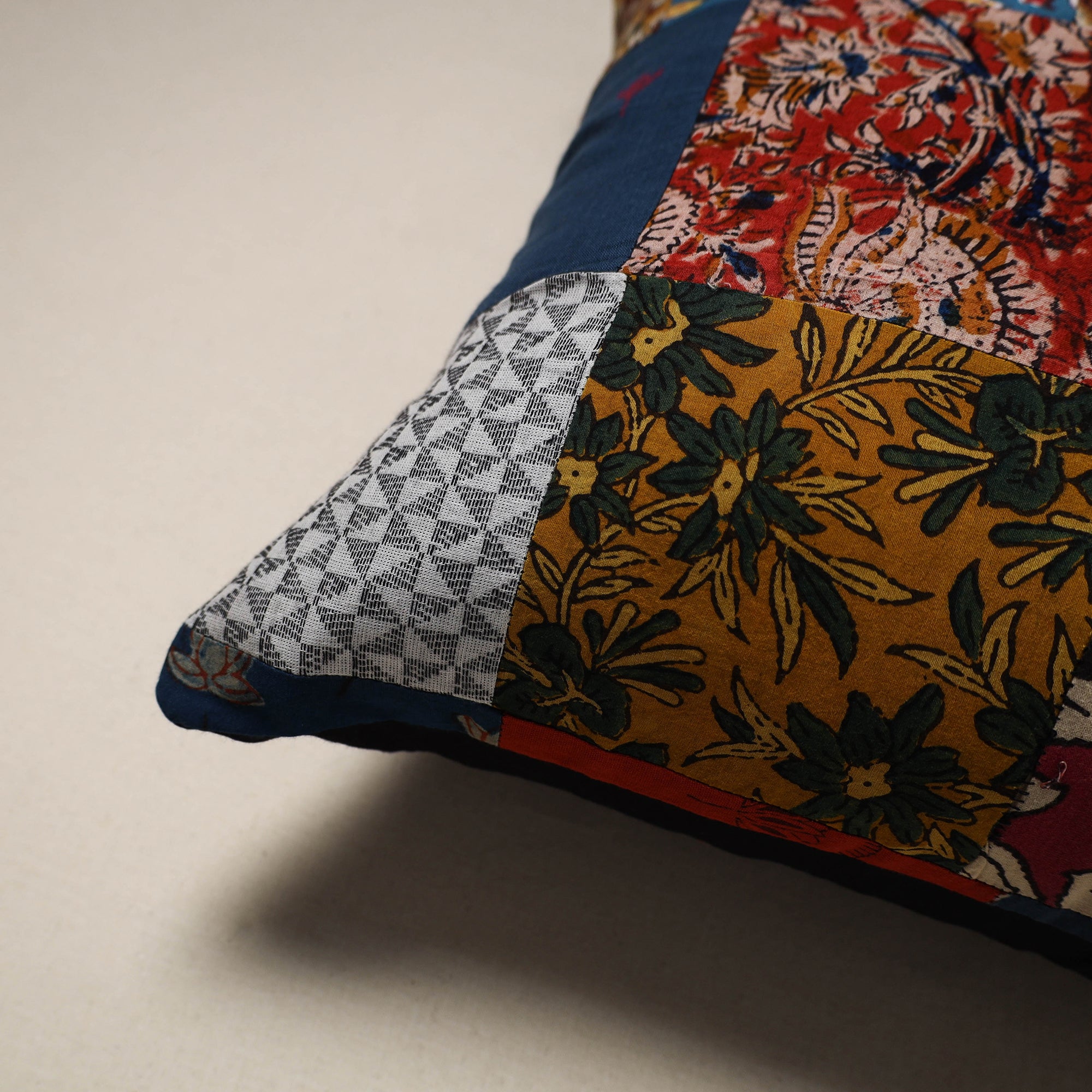 Handcrafted cotton patchwork cushion cover 114