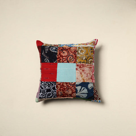 Multicolor Handcrafted Cotton Patchwork Cushion Cover