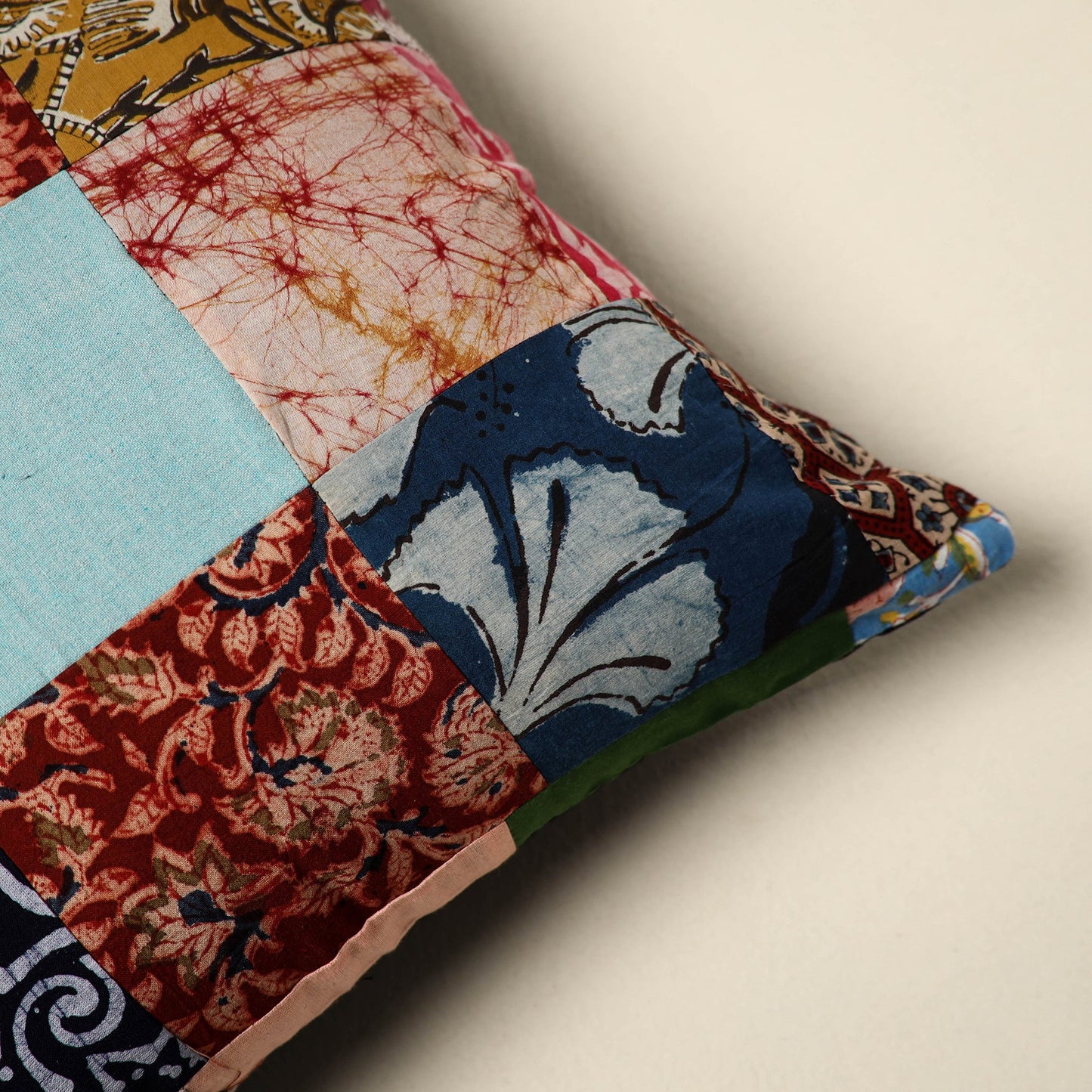 Multicolor Handcrafted Cotton Patchwork Cushion Cover