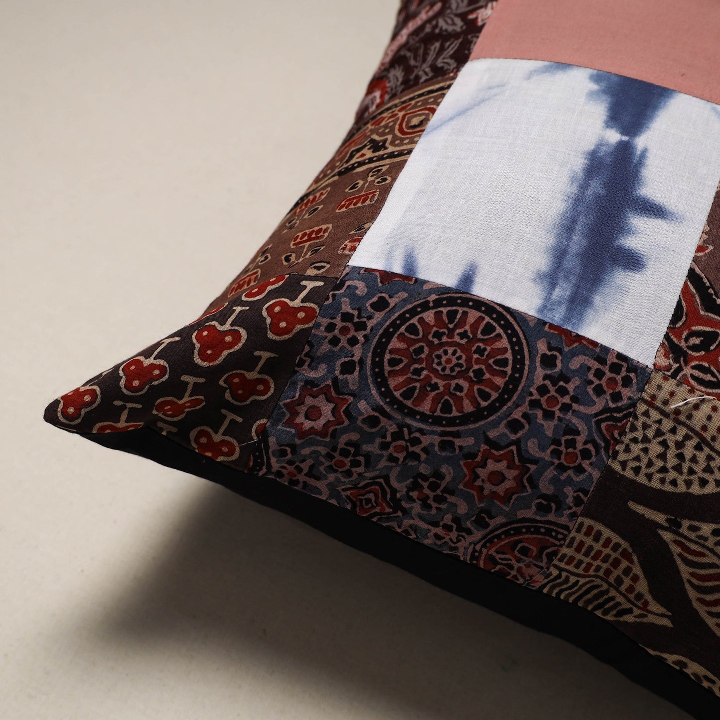 Handcrafted cotton patchwork cushion cover 115