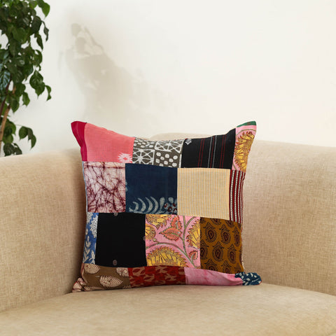  Multicolor Handcrafted Cotton Patchwork Cushion Cover