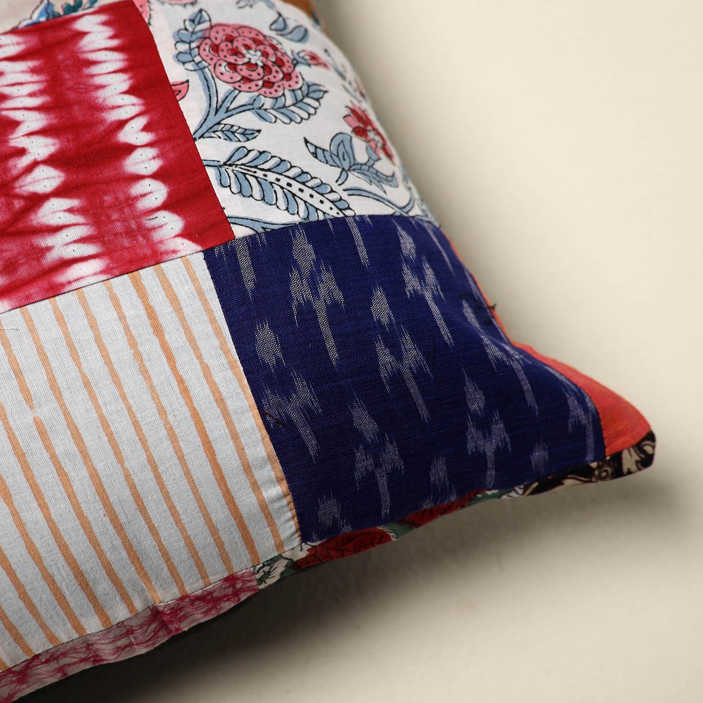 Multicolor - handcrafted cotton patchwork cushion cover 116