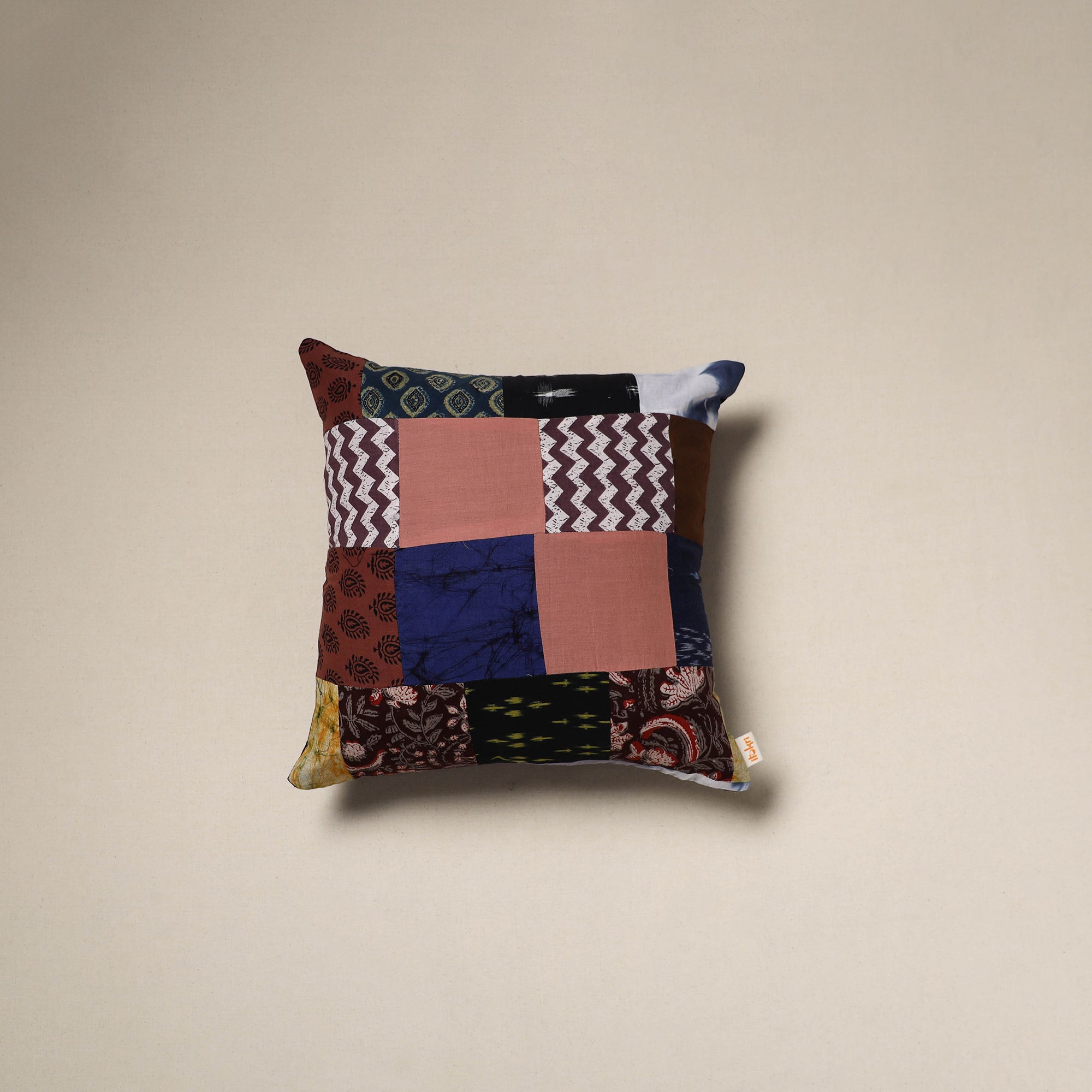 Handcrafted cotton patchwork cushion cover 116