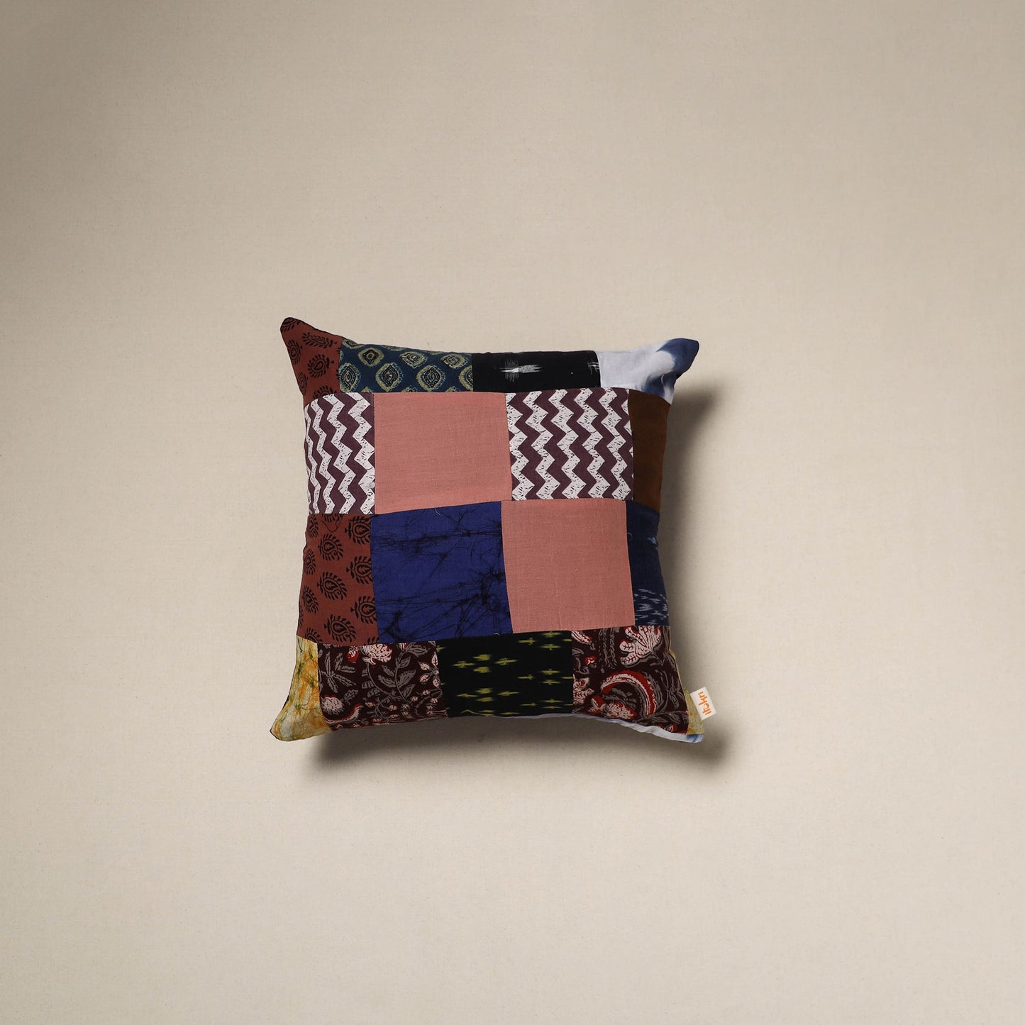 Handcrafted cotton patchwork cushion cover 116