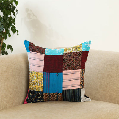  Multicolor Handcrafted Cotton Patchwork Cushion Cover