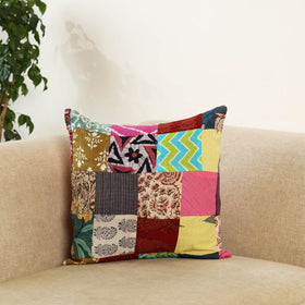  Multicolor Handcrafted Cotton Patchwork Cushion Cover