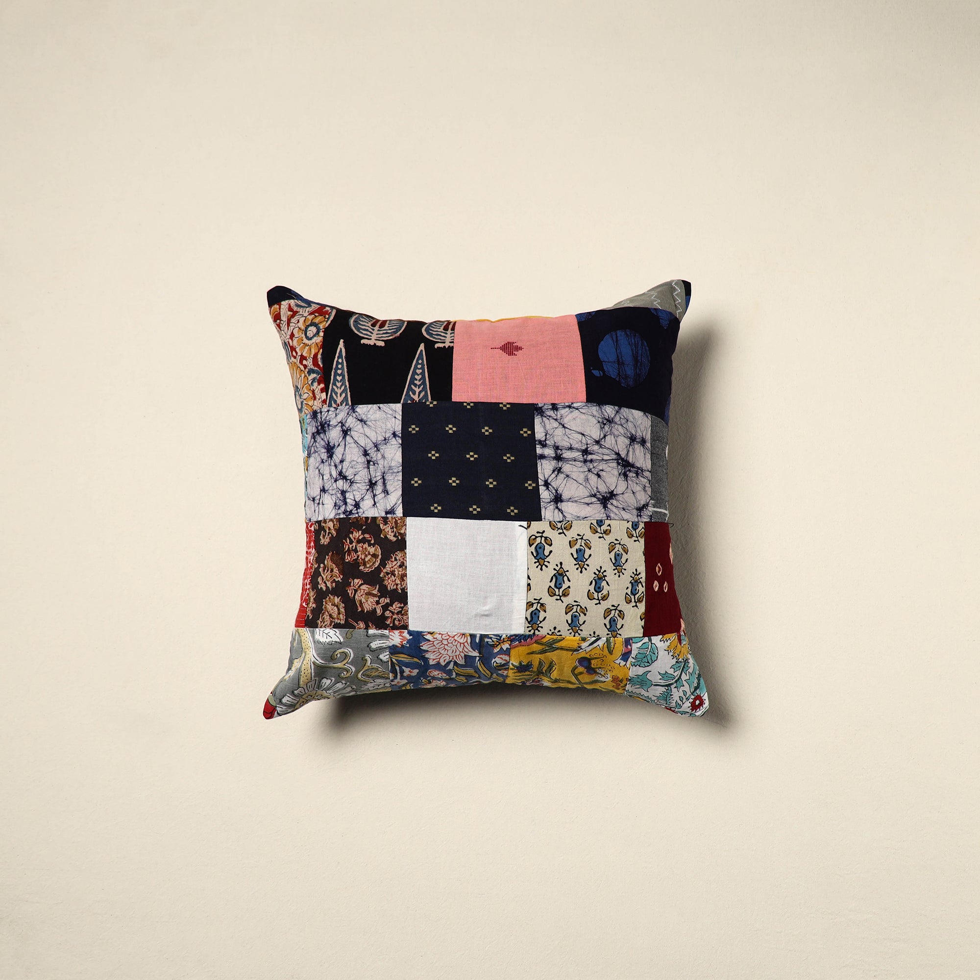 Multicolor Handcrafted Cotton Patchwork Cushion Cover