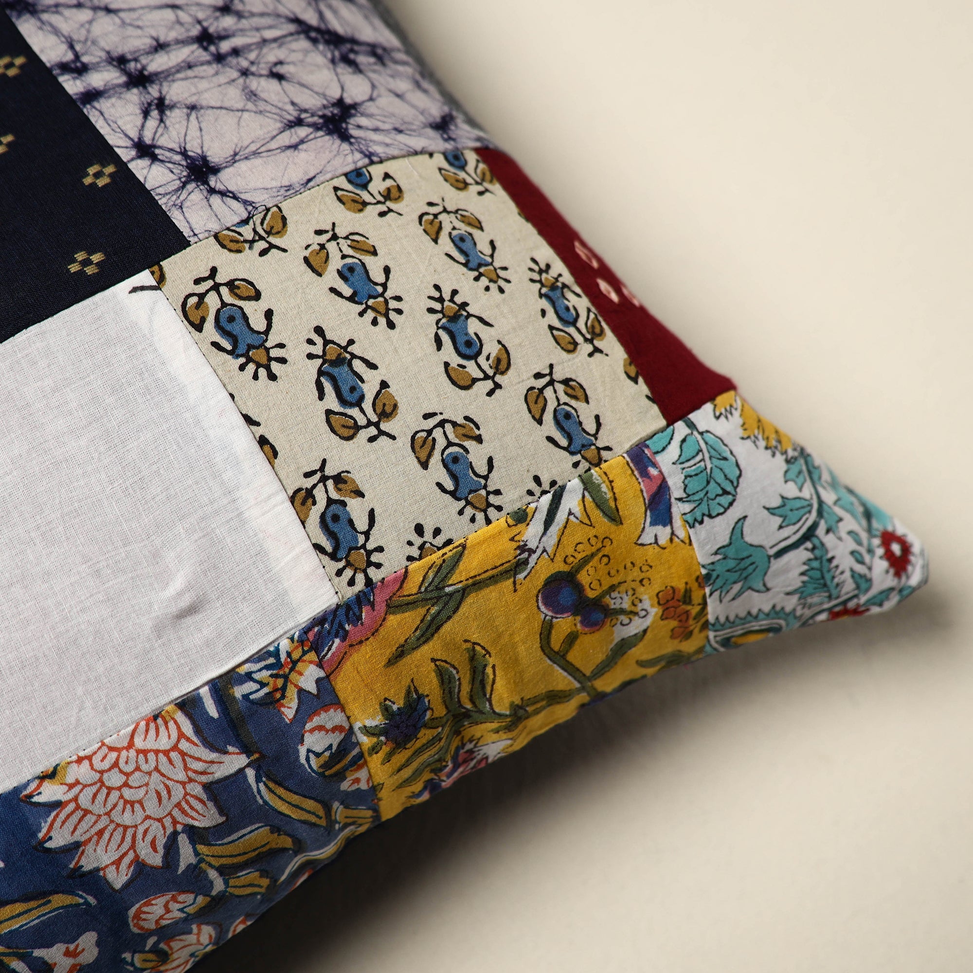 Multicolor Handcrafted Cotton Patchwork Cushion Cover