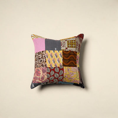 Multicolor Handcrafted Cotton Patchwork Cushion Cover