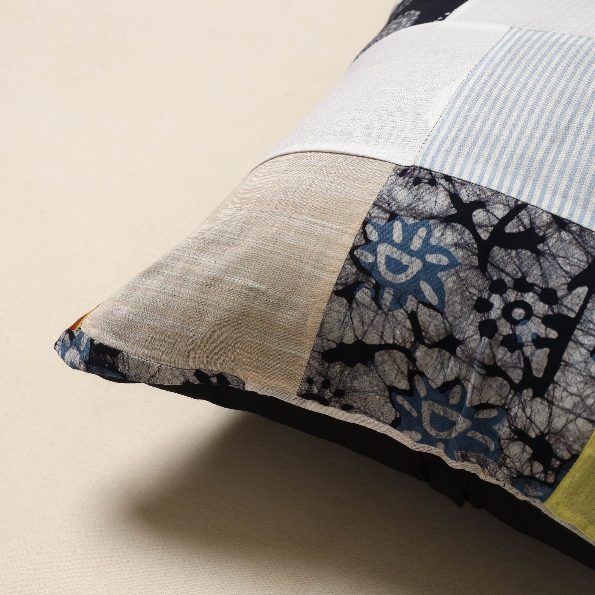 Multicolor - handcrafted cotton patchwork cushion cover 12