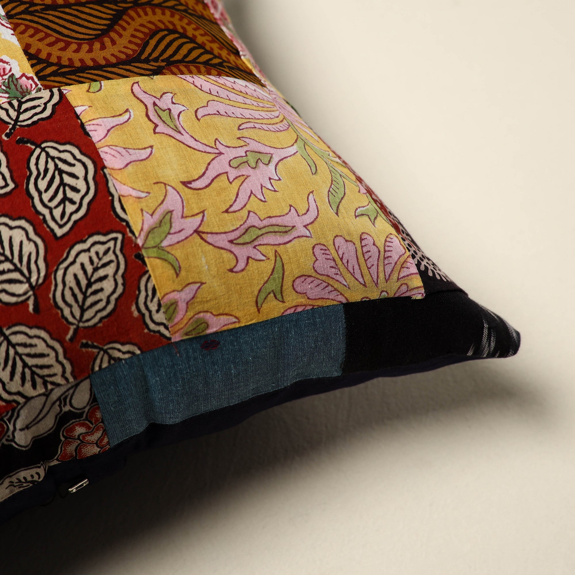 Multicolor Handcrafted Cotton Patchwork Cushion Cover