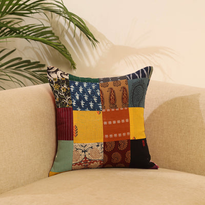Buy Multicolor Handcrafted Cotton Patchwork Cushion Cover