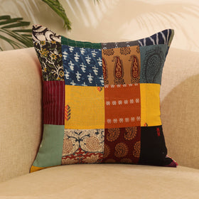 Buy Multicolor Handcrafted Cotton Patchwork Cushion Cover