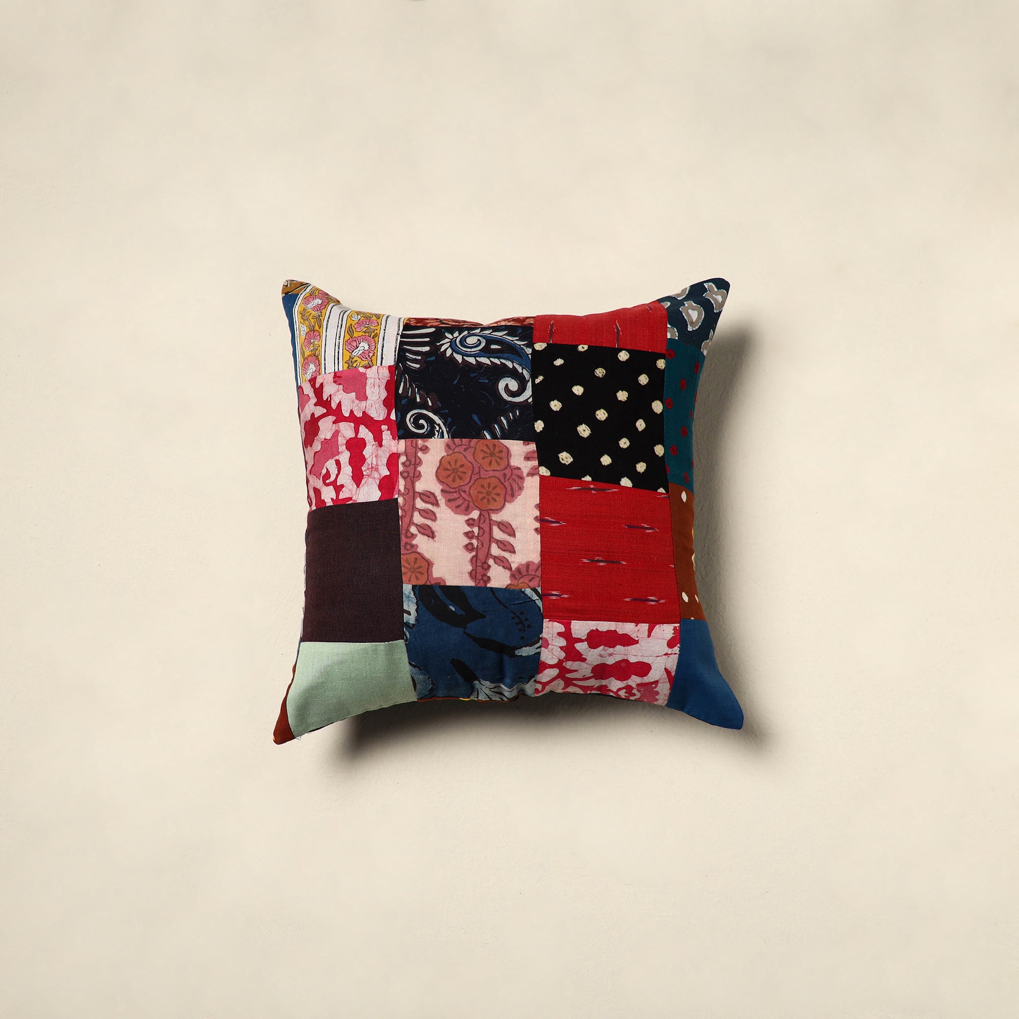 Multicolor - handcrafted cotton patchwork cushion cover 121