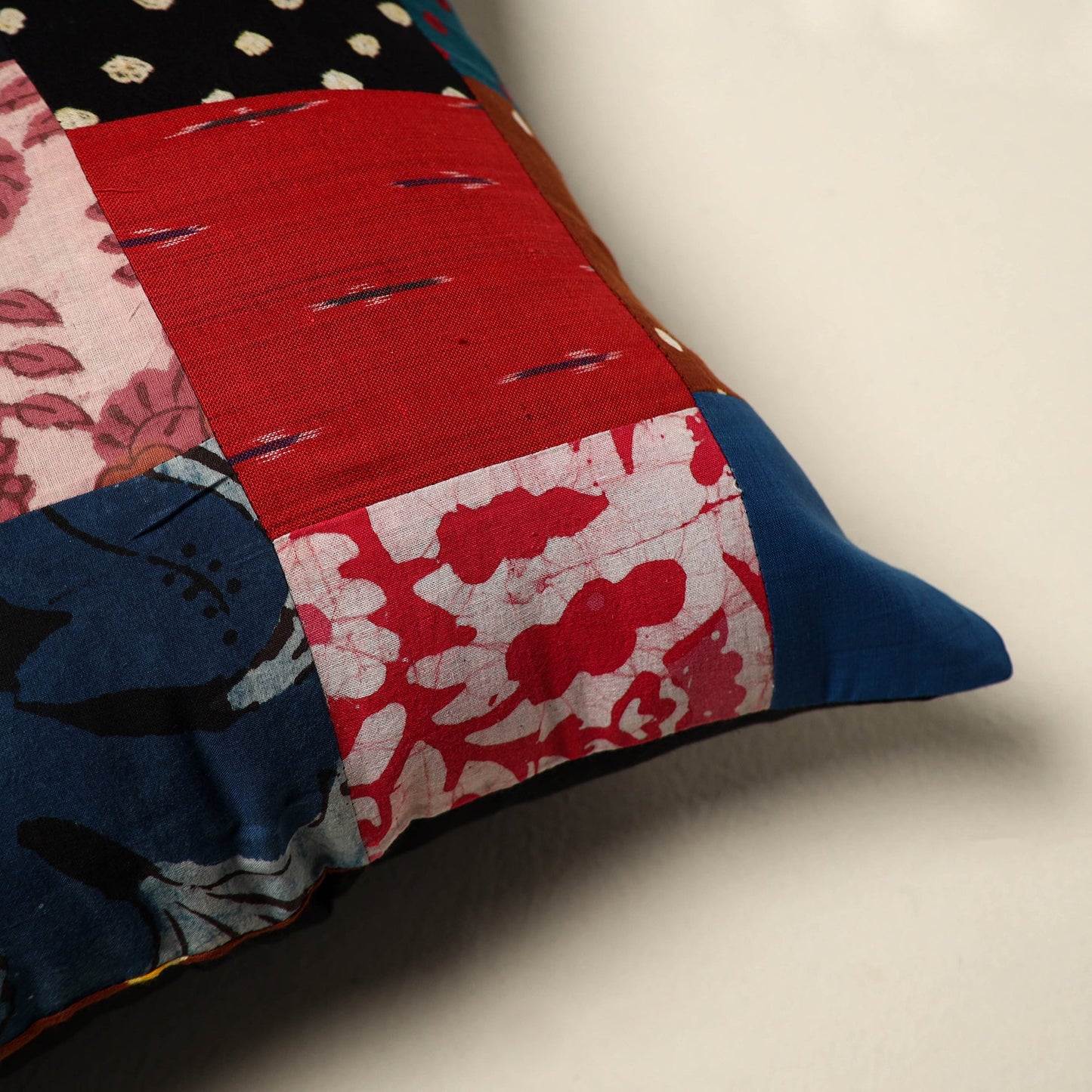 Multicolor - handcrafted cotton patchwork cushion cover 121