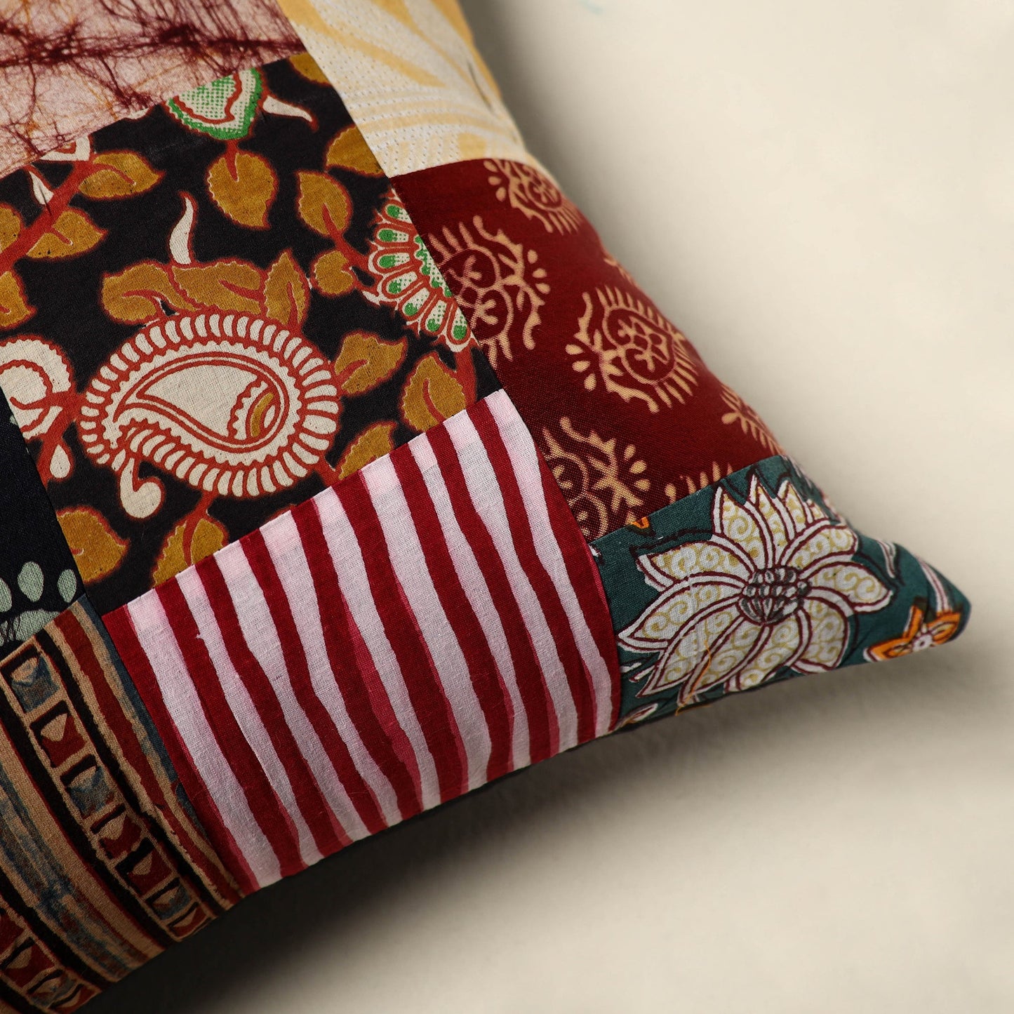 Multicolor - handcrafted cotton patchwork cushion cover 123