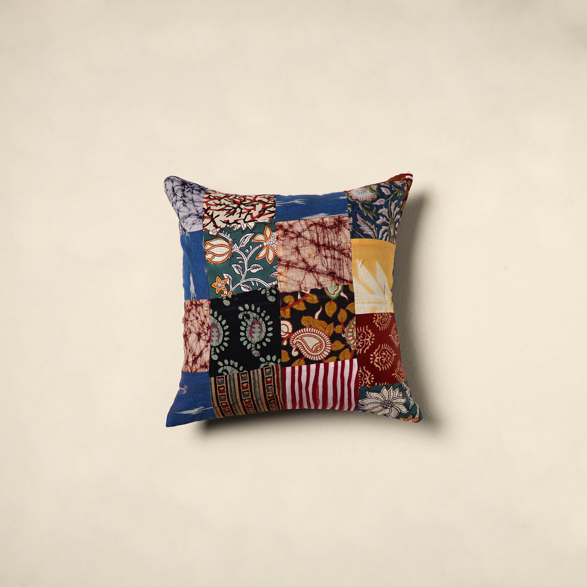 Multicolor - handcrafted cotton patchwork cushion cover 123