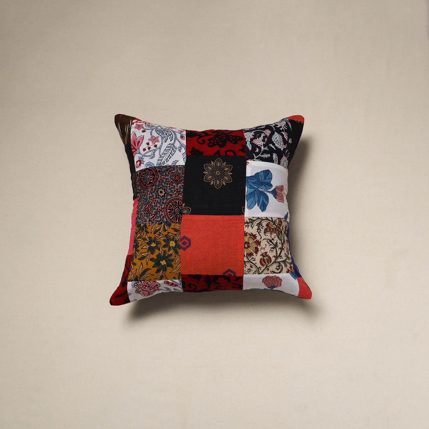 Handcrafted cotton patchwork cushion cover 124