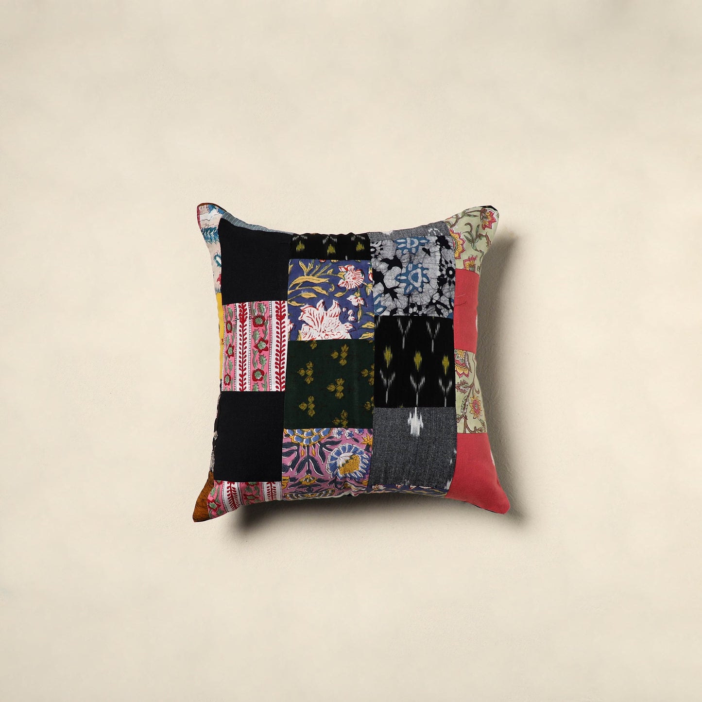 Multicolor Handcrafted Cotton Patchwork Cushion Cover