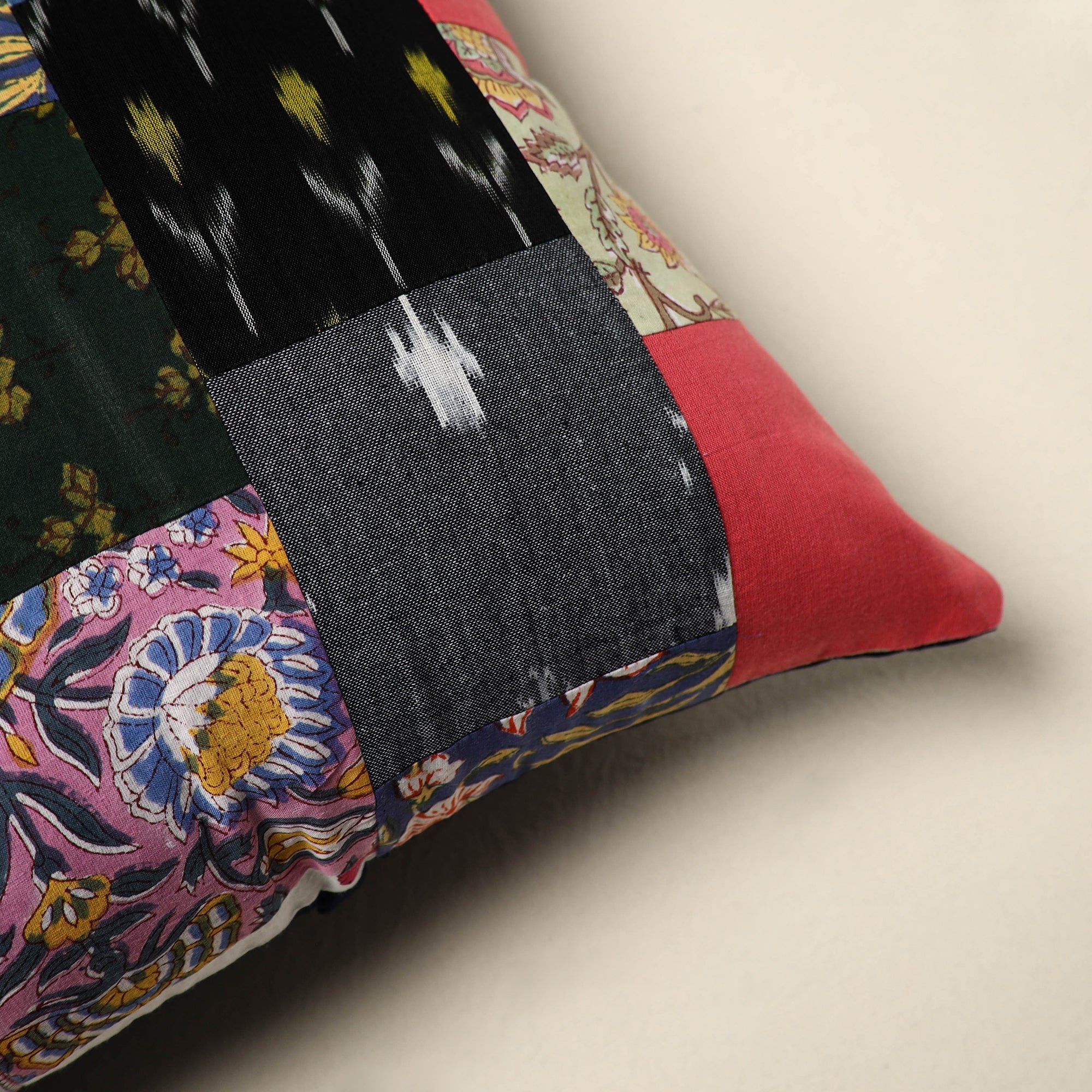 Multicolor Handcrafted Cotton Patchwork Cushion Cover