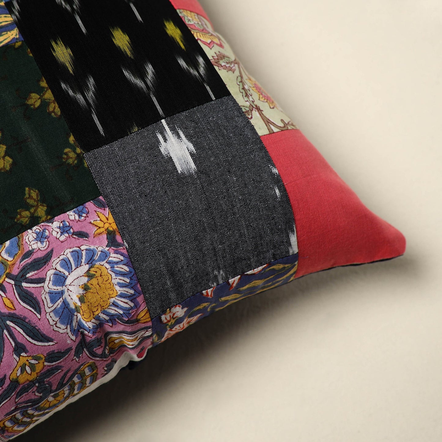 Multicolor Handcrafted Cotton Patchwork Cushion Cover