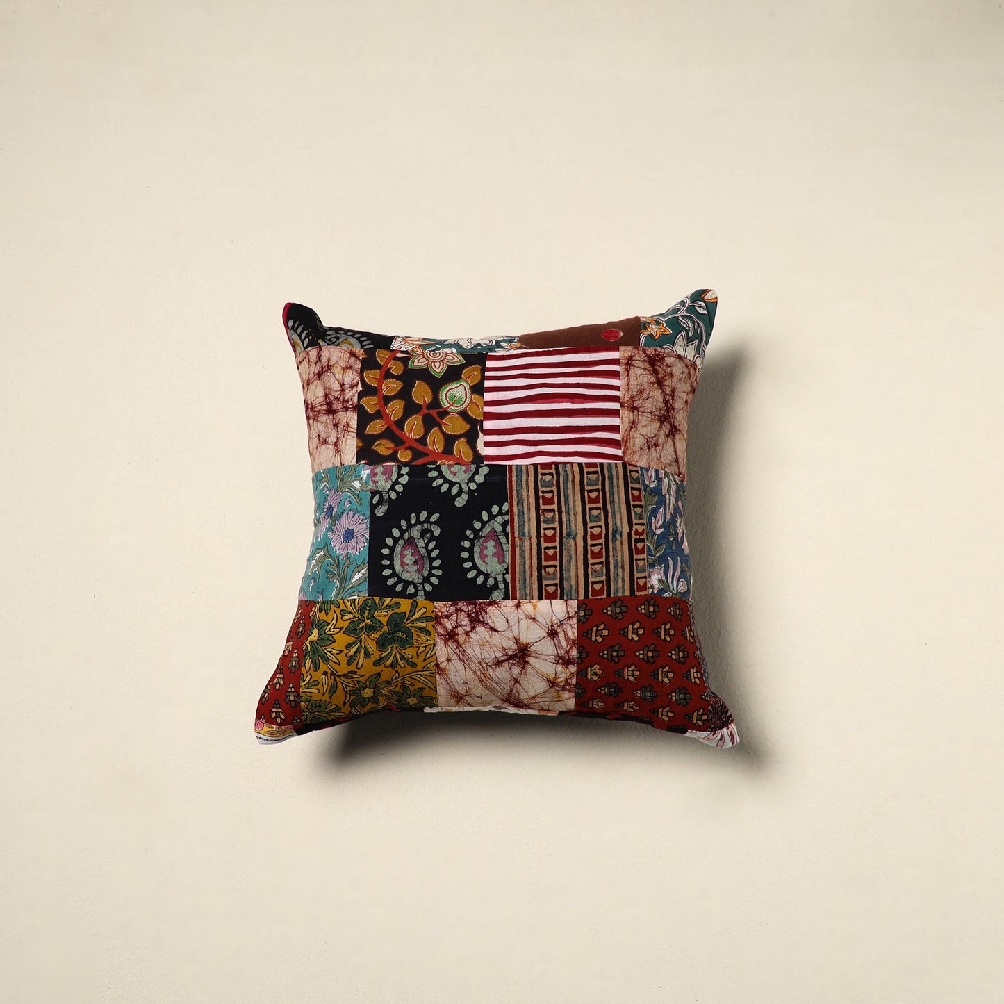 Multicolor - handcrafted cotton patchwork cushion cover 125